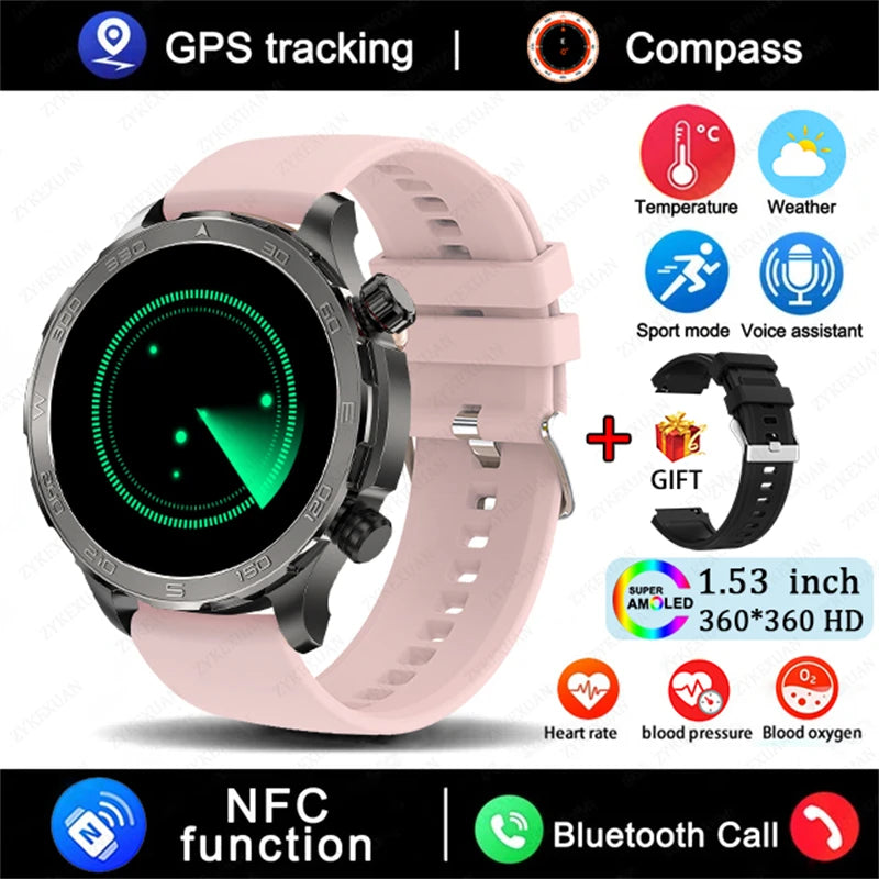Sports Smartwatch 2025 with GPS, NFC & AMOLED display