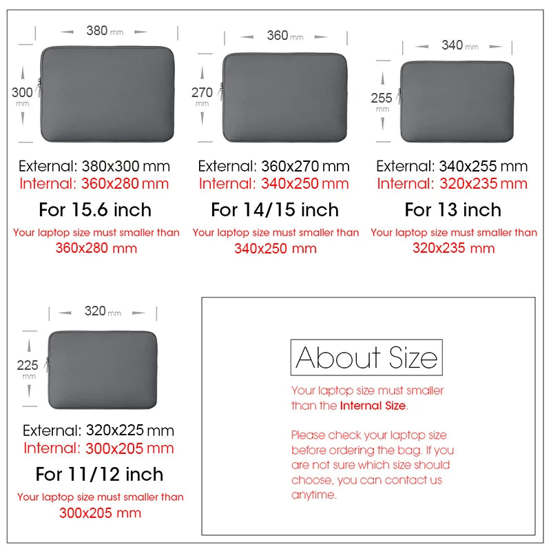 Laptop sleeve for 13-15.6 inch laptops