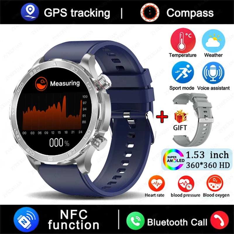 Sports Smartwatch 2025 with GPS, NFC & AMOLED display