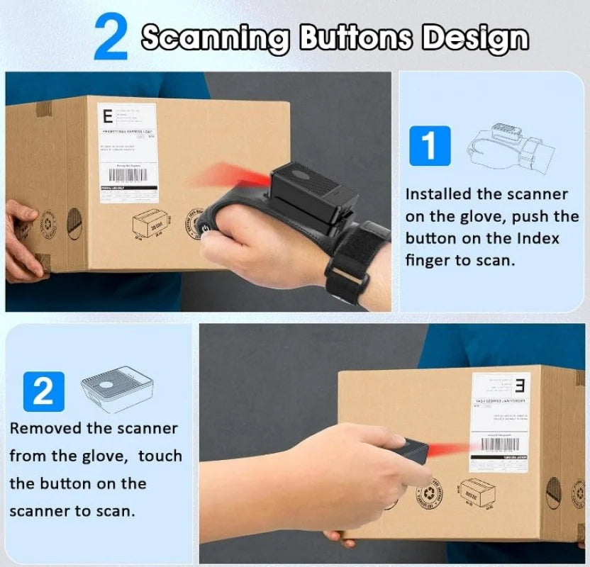 Tragbarer QR Finger-Scanner mit Bluetooth 2D Funktion