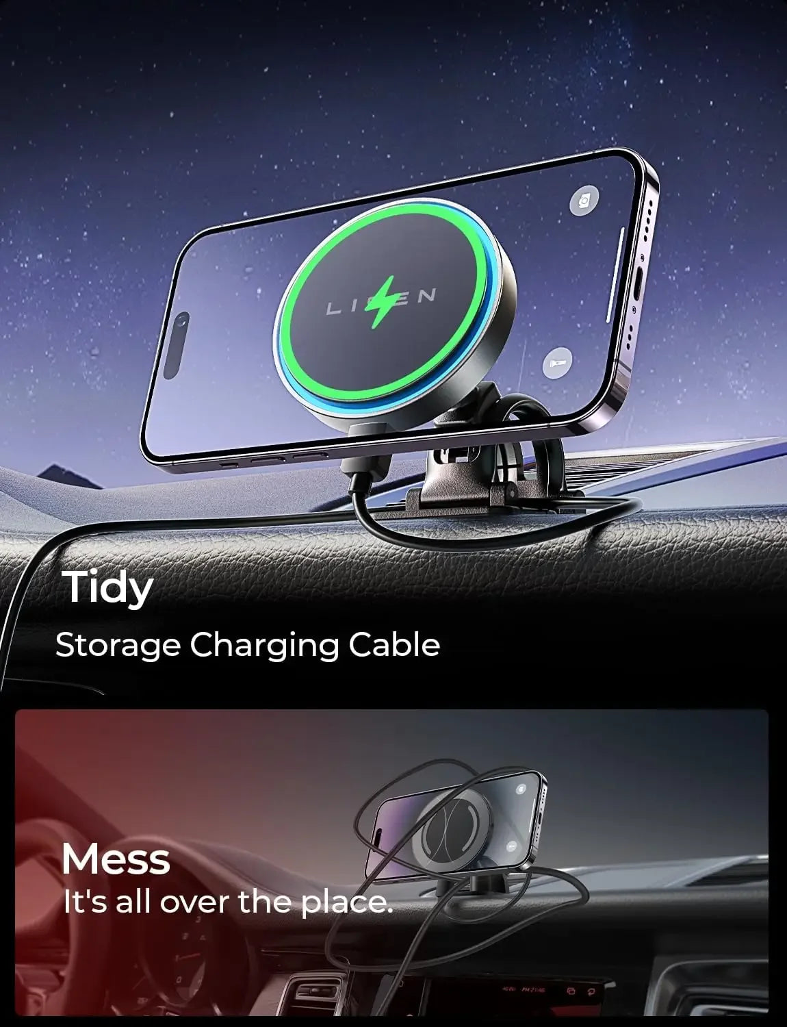 2-in-1 Magnetic MagSafe Car Charger 15W