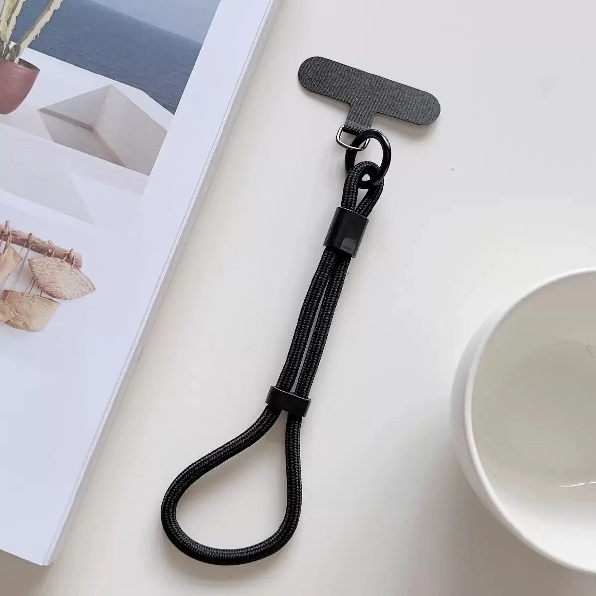 Adjustable mobile phone lanyard with anti-drop system