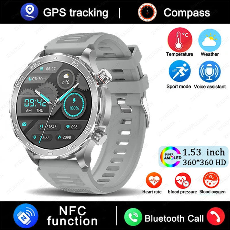 Sports Smartwatch 2025 with GPS, NFC & AMOLED display