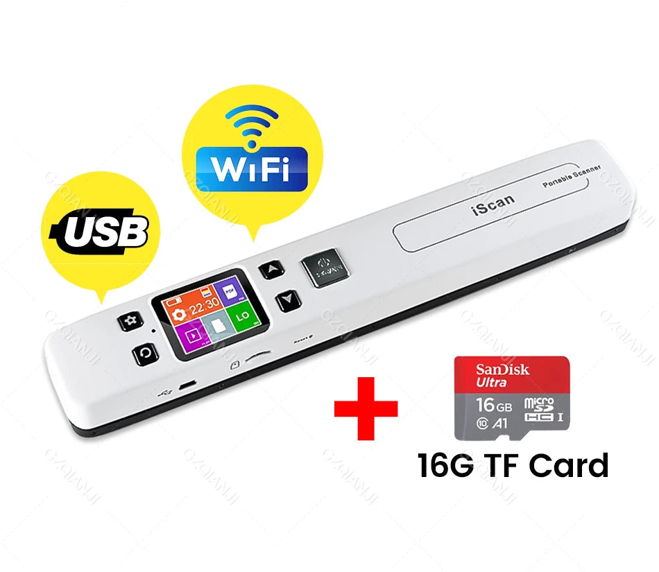 Kabelloser Mini A4 Dokumentenscanner mit TF Karte