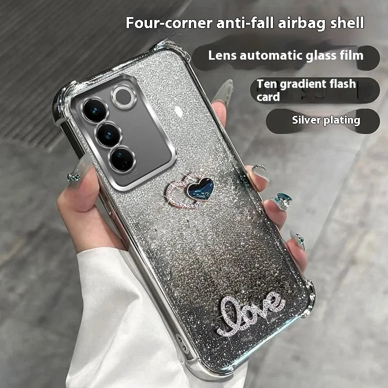 3D Love Glitzer Hülle für Samsung Galaxy S25