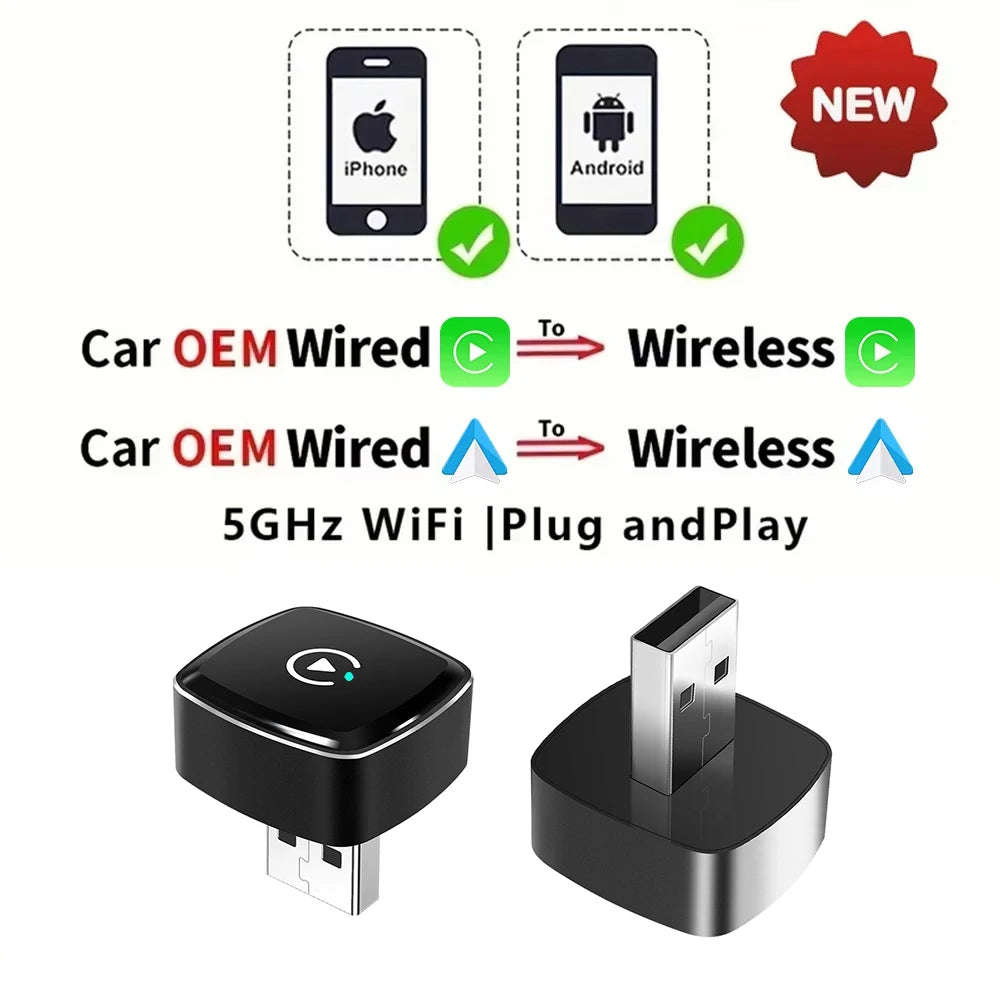 2in1 Kabel-zu-Wireless CarPlay Android Auto Adapter