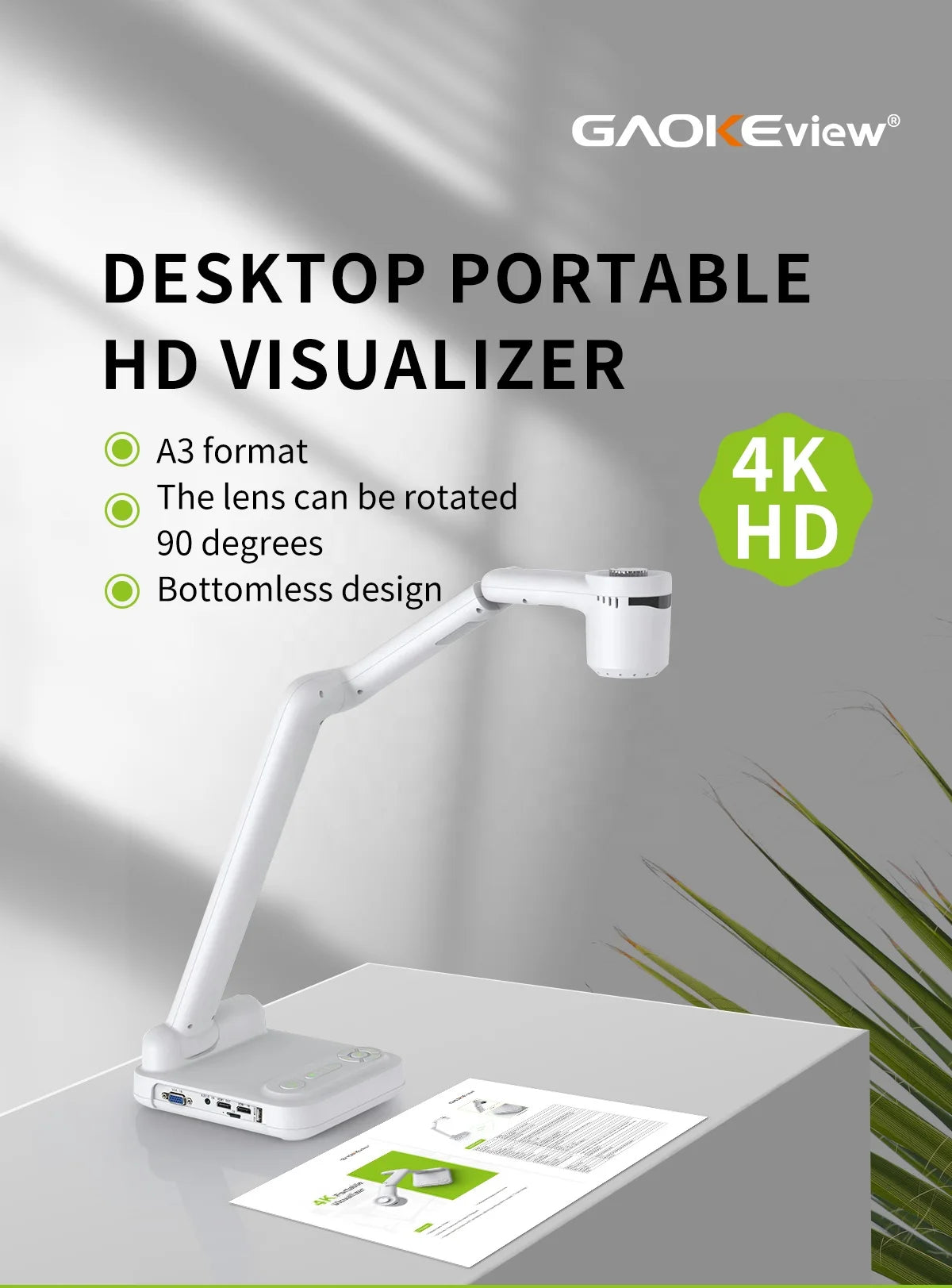 A4 Mini Dokumentenscanner mit 4K Kamera für Schule