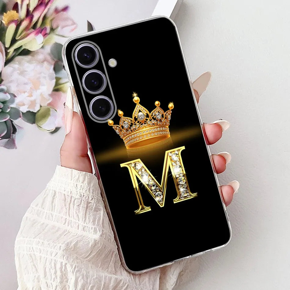 Galaxy S24 FE Case Crown & Letter Design Silicone