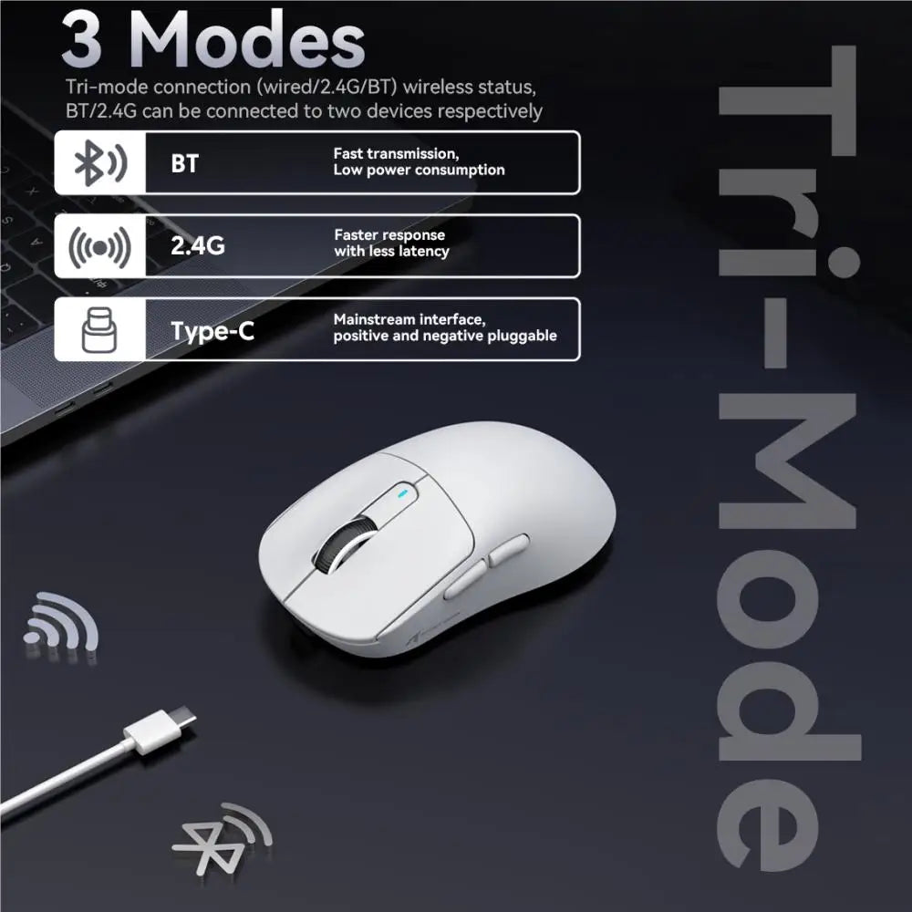 Tri-Mode Gaming Mouse 26K DPI with PAW3395 Sensor