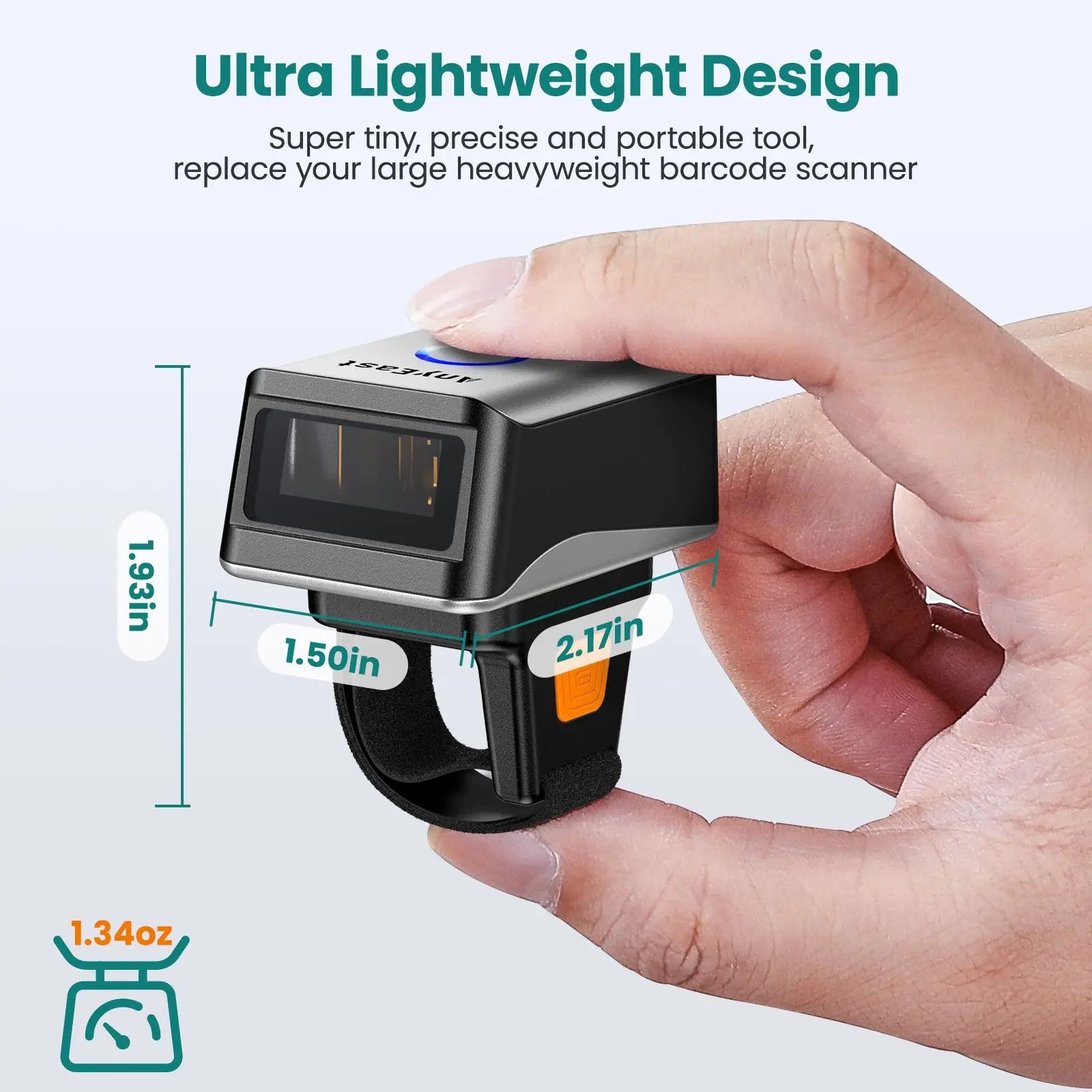 Mini Ring Barcodescanner 1D mit Bluetooth & USB