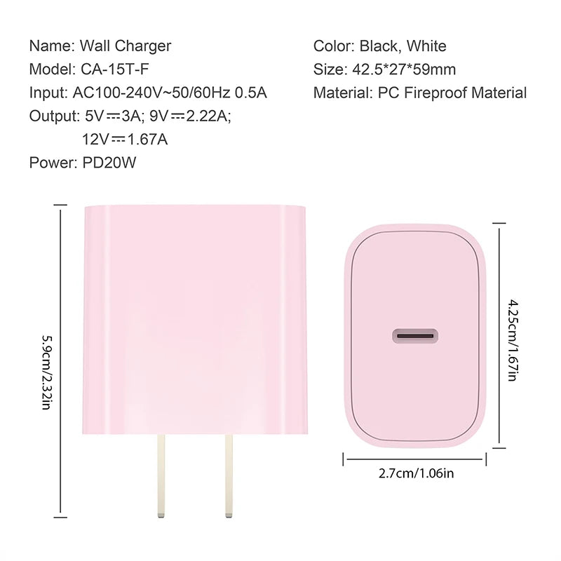 2er-Set Schnellladegerät USB C mit Kabel