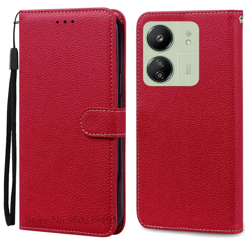 Étui à rabat en cuir pour Redmi 13C