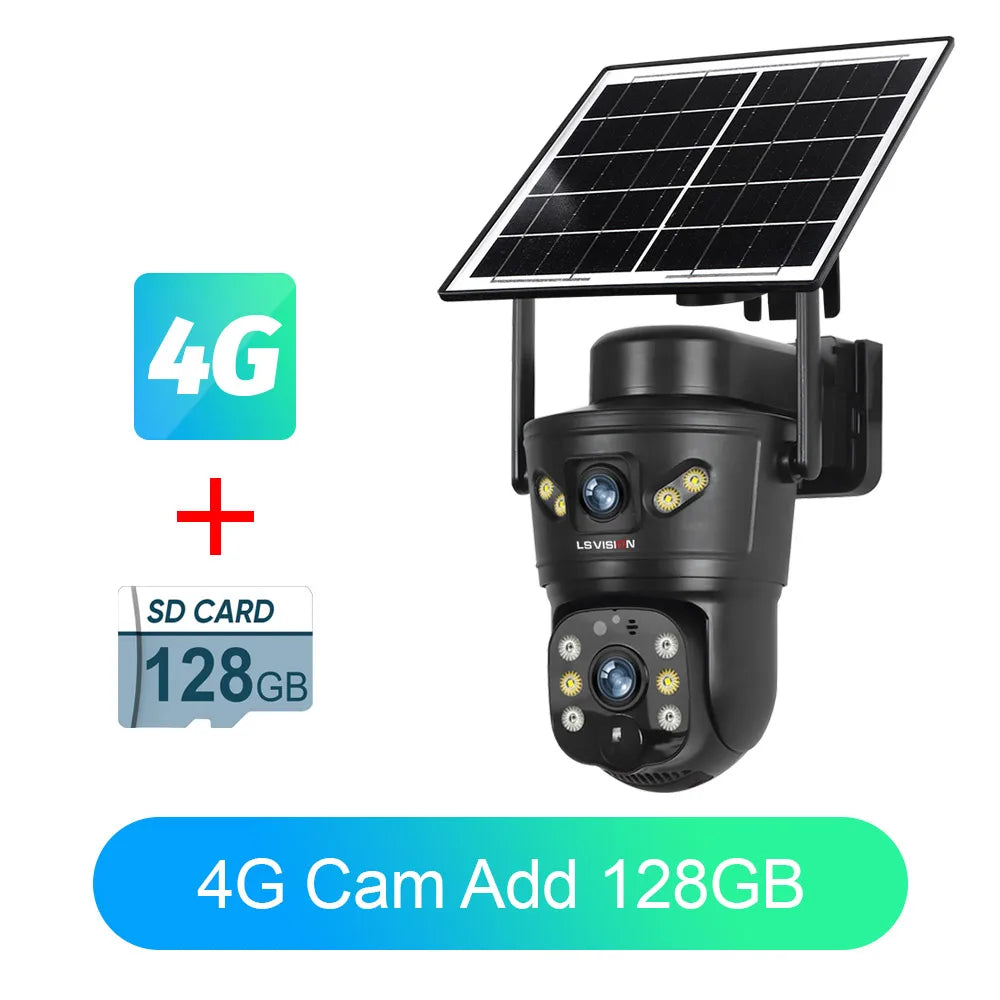4G Solar Outdoor Camera 8MP Dual Lens PIR Night Vision