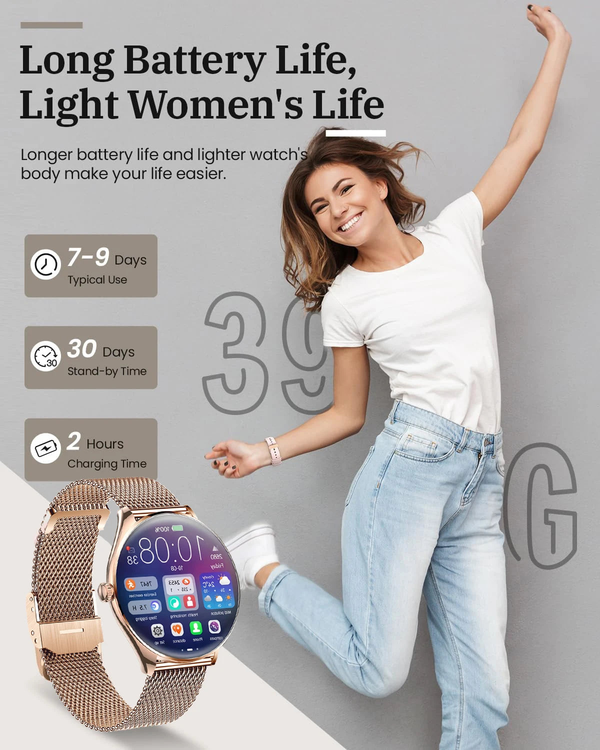 Ultra-thin smartwatch with 1.43" AMOLED HD display