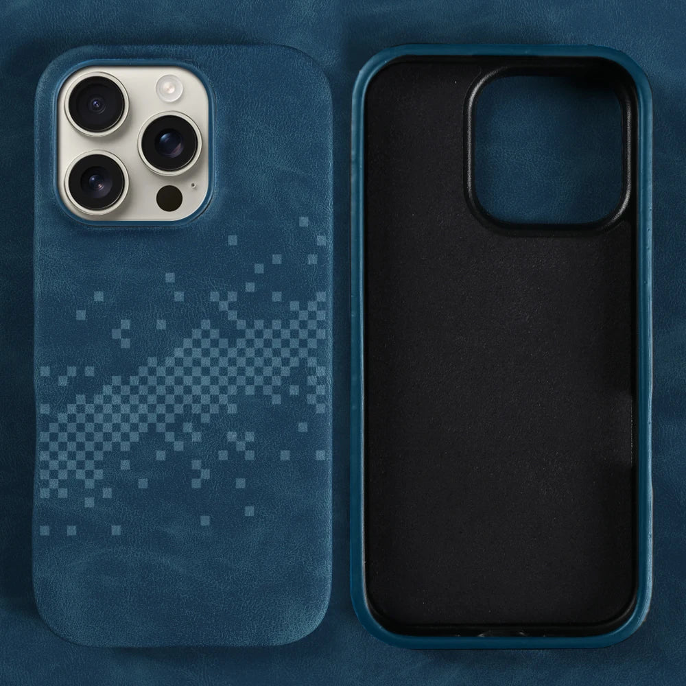 Luxus Lederhülle iPhone 17–15 Pro Max Stoßfest