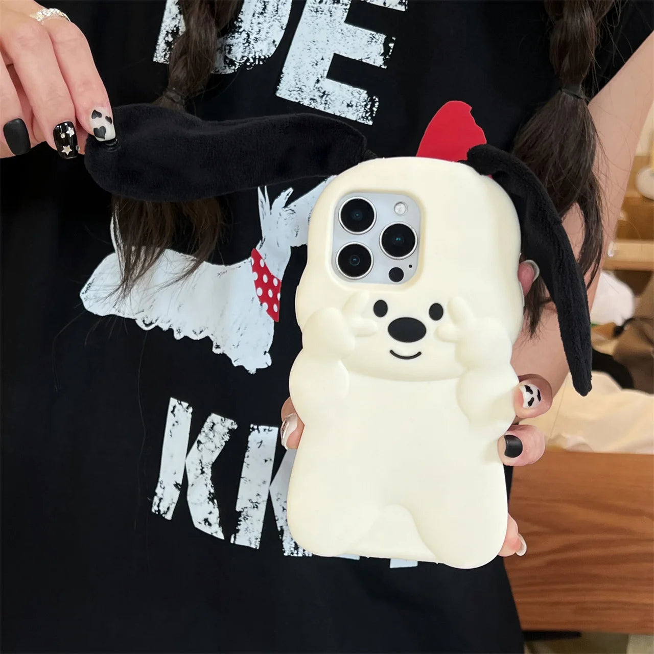 Lustige 3D Hund Handyhülle mit Ohren für iPhone