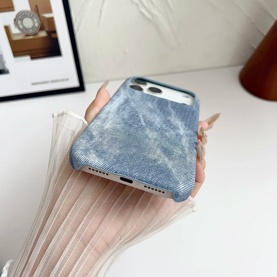 Magnetische Denim Magsafe Hülle Stoßfest Randlos
