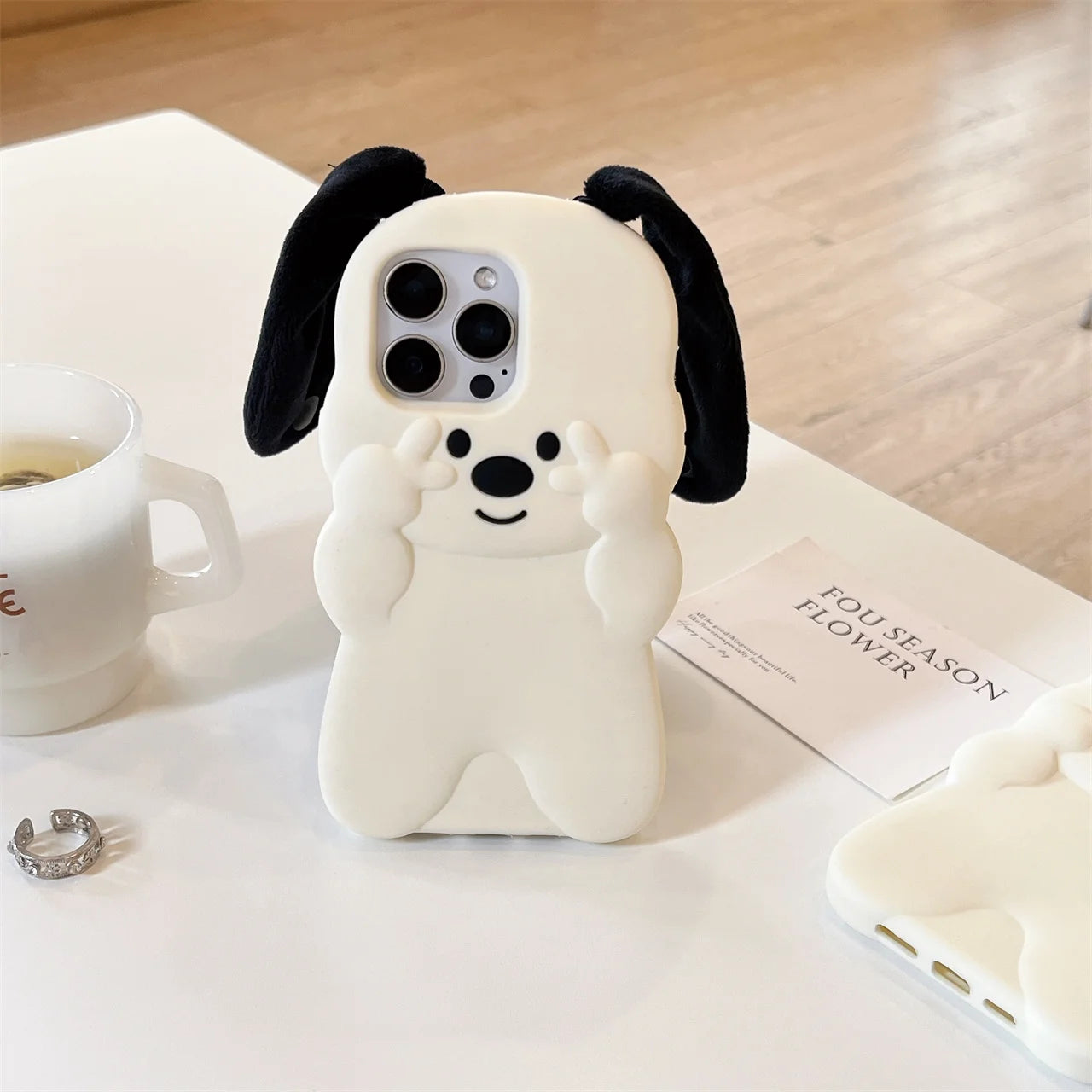 Lustige 3D Hund Handyhülle mit Ohren für iPhone