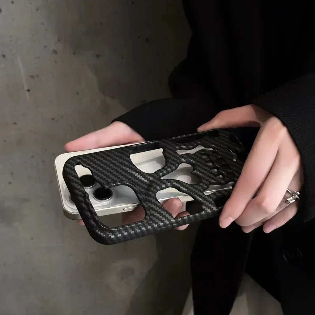 3D Matte Metallic Skull Phone Case for iPhone