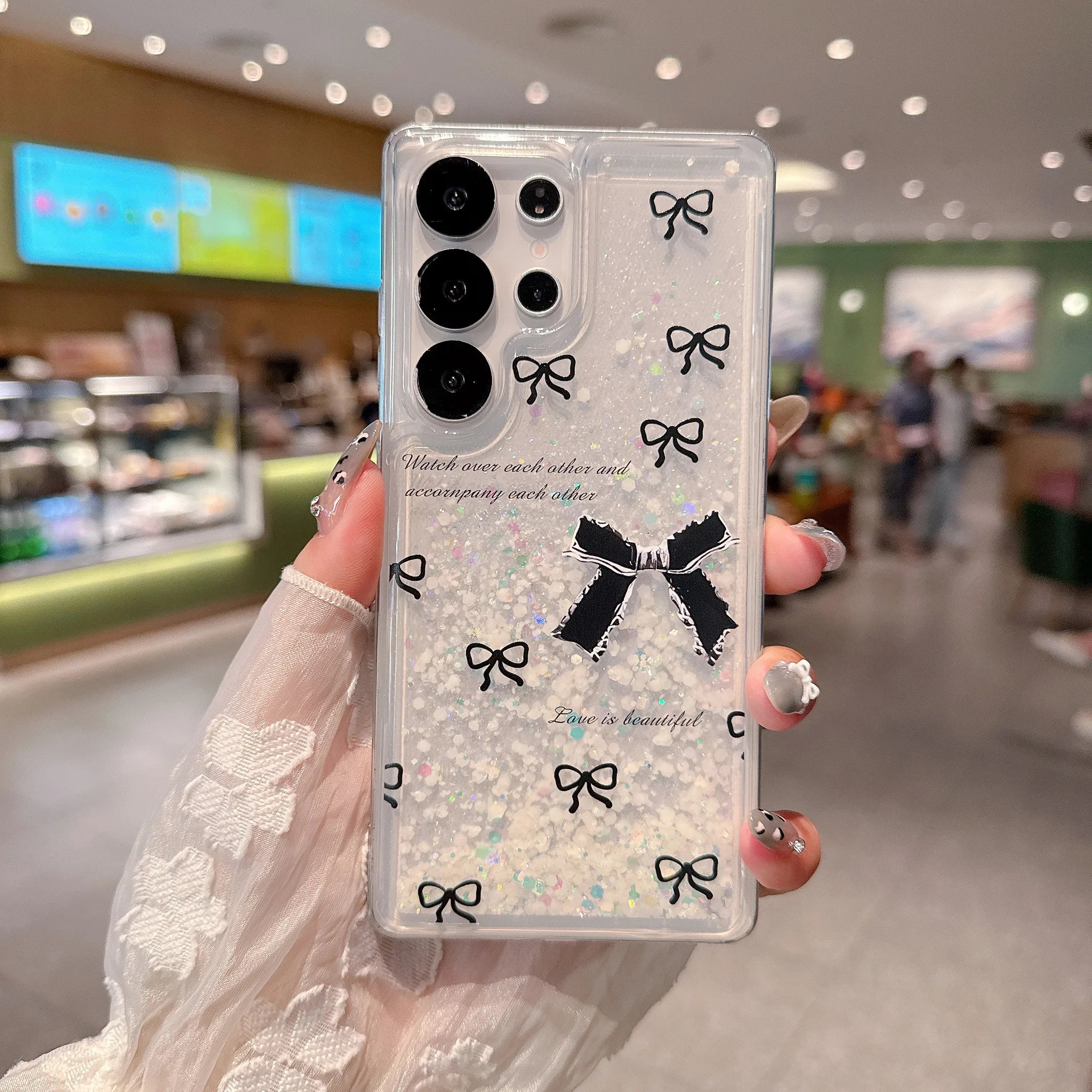 Bling Glitzer Hülle mit Schleife für Galaxy S25 Ultra