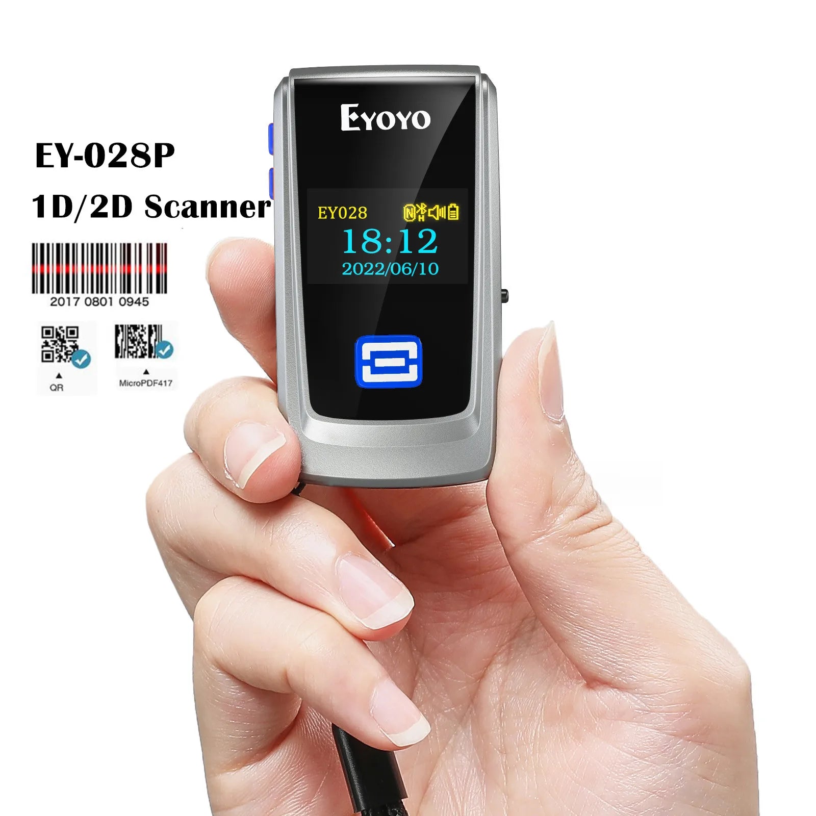 Drahtloser 2D QR Barcode Scanner mit LED-Anzeige