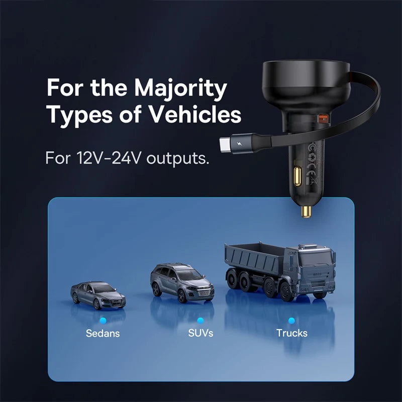 Baseus 60W Autoladegerät mit einziehbarem Kabel