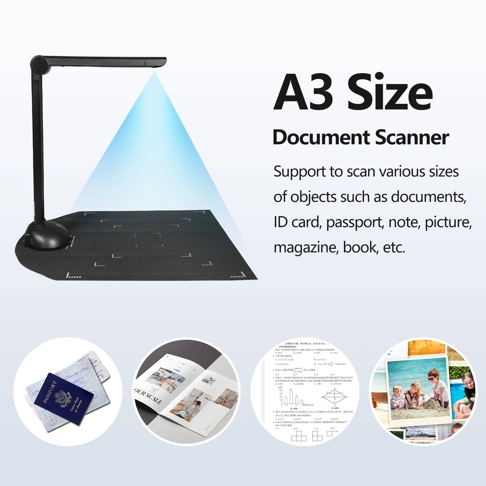 A3 A4 Dokumentenkamera mit 16MP und LED-Licht