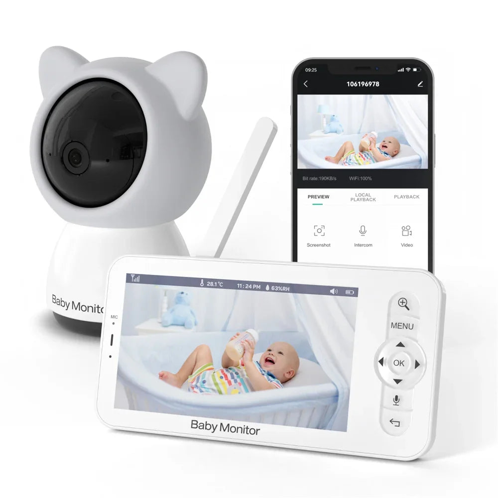 5-Zoll Babyphone mit HD Video & WLAN Steuerung
