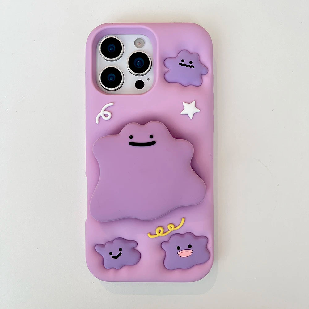 3D Cartoon Mirror Case with Stand for iPhone