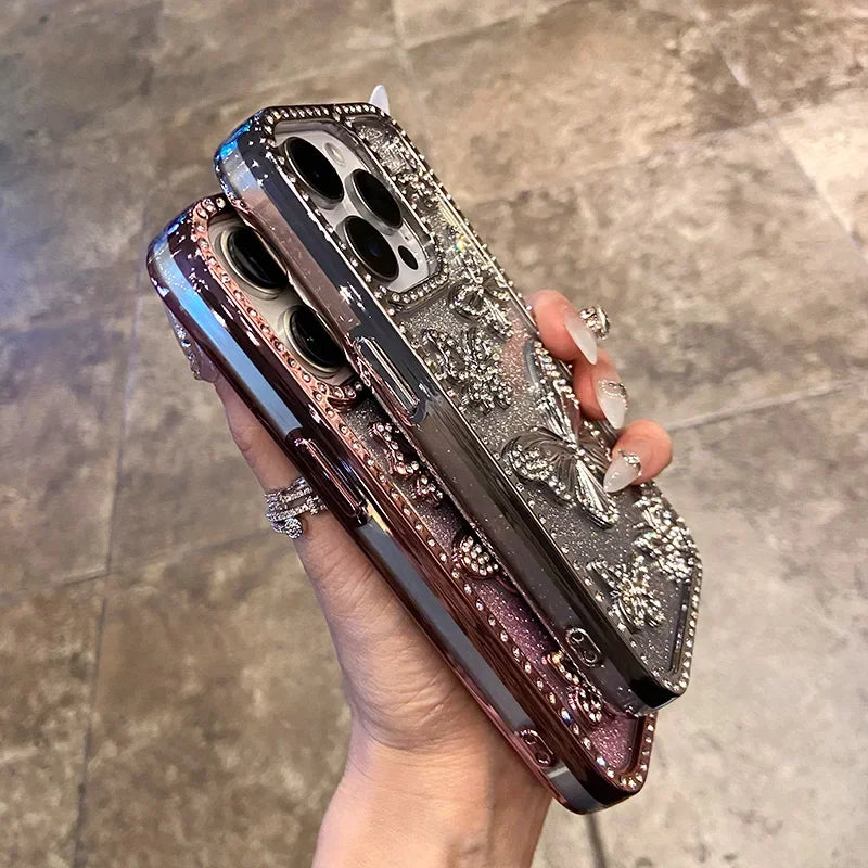 3D Schmetterling Glitter Hülle iPhone Transparent