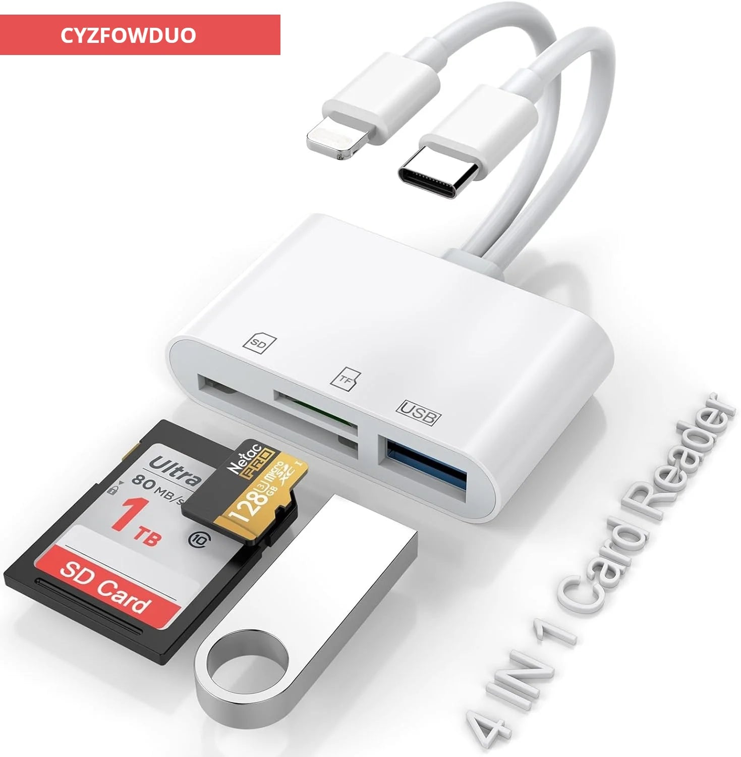 5-in-1 SD Card Reader Adapter for iPhone, iPad, MacBook