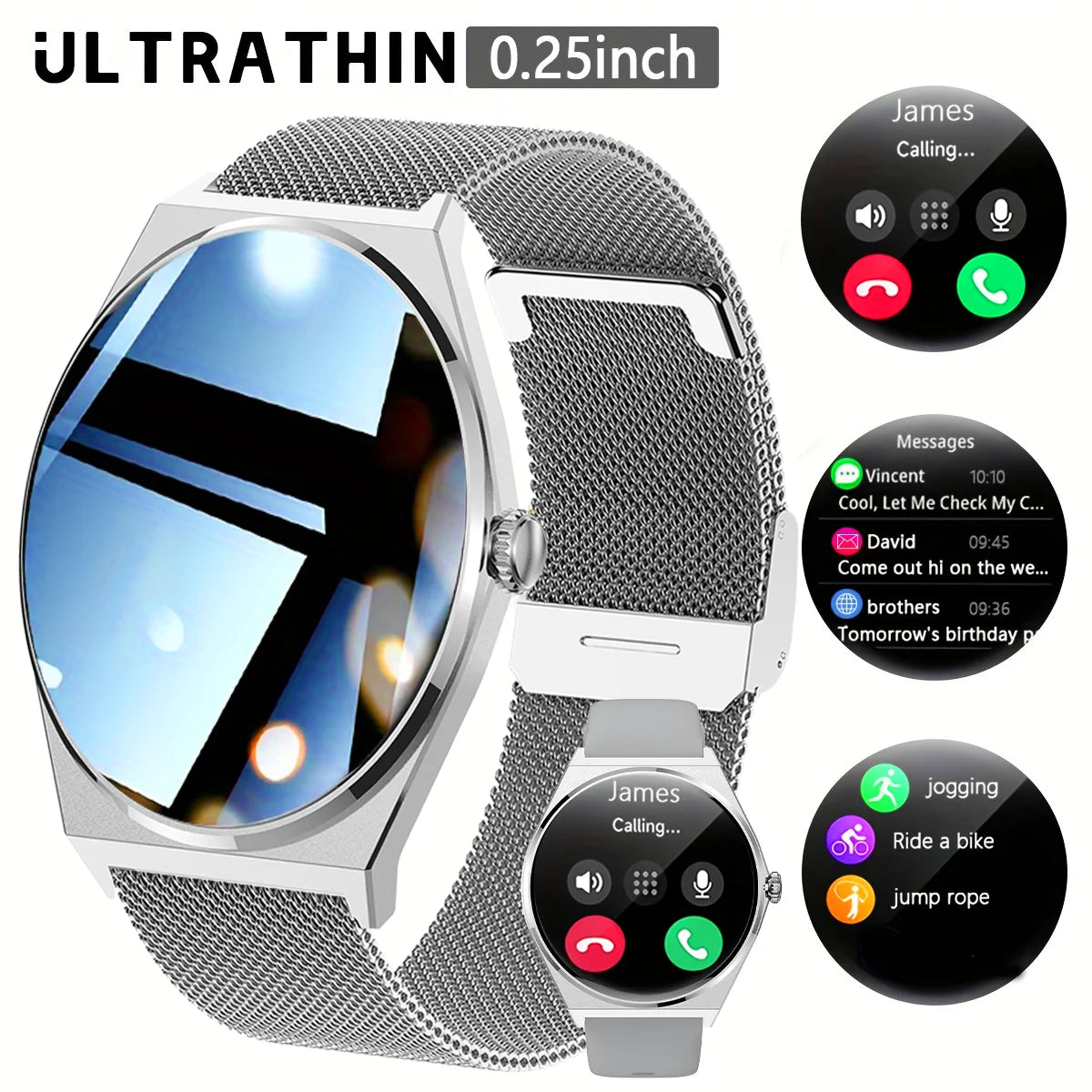 Ultra dünne Smartwatch 1,43" AMOLED HD Display