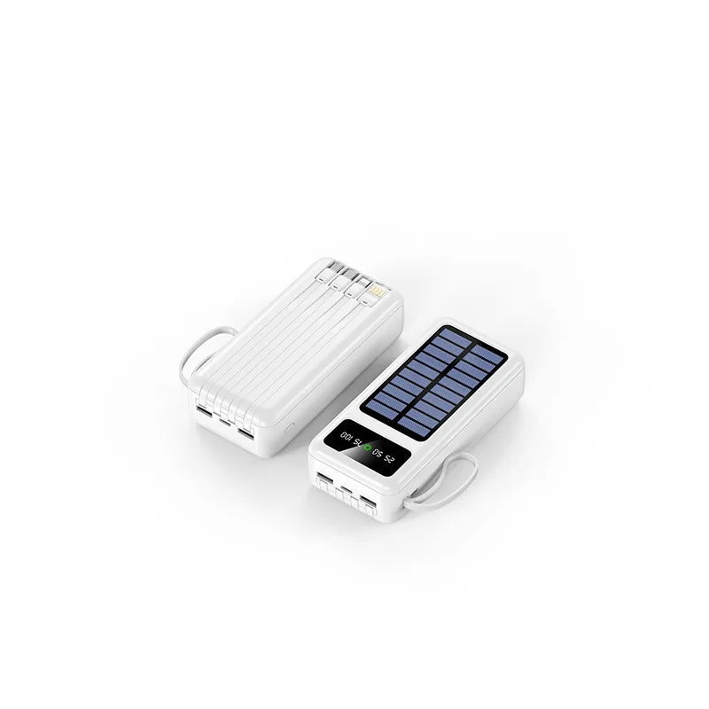 Solar power bank with LED light and portable battery