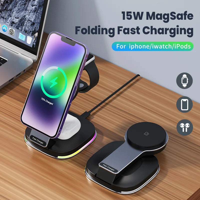 3-in-1 Maxsafe Qi2 Foldable Ultra-Fast Charging Stand