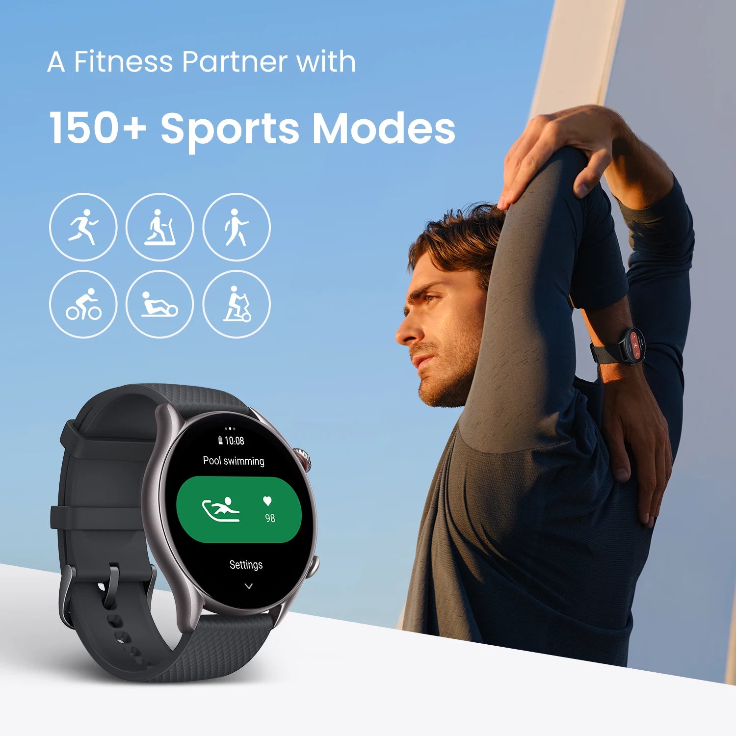 Elegante 46mm Smartwatch mit 150 Sportmodi