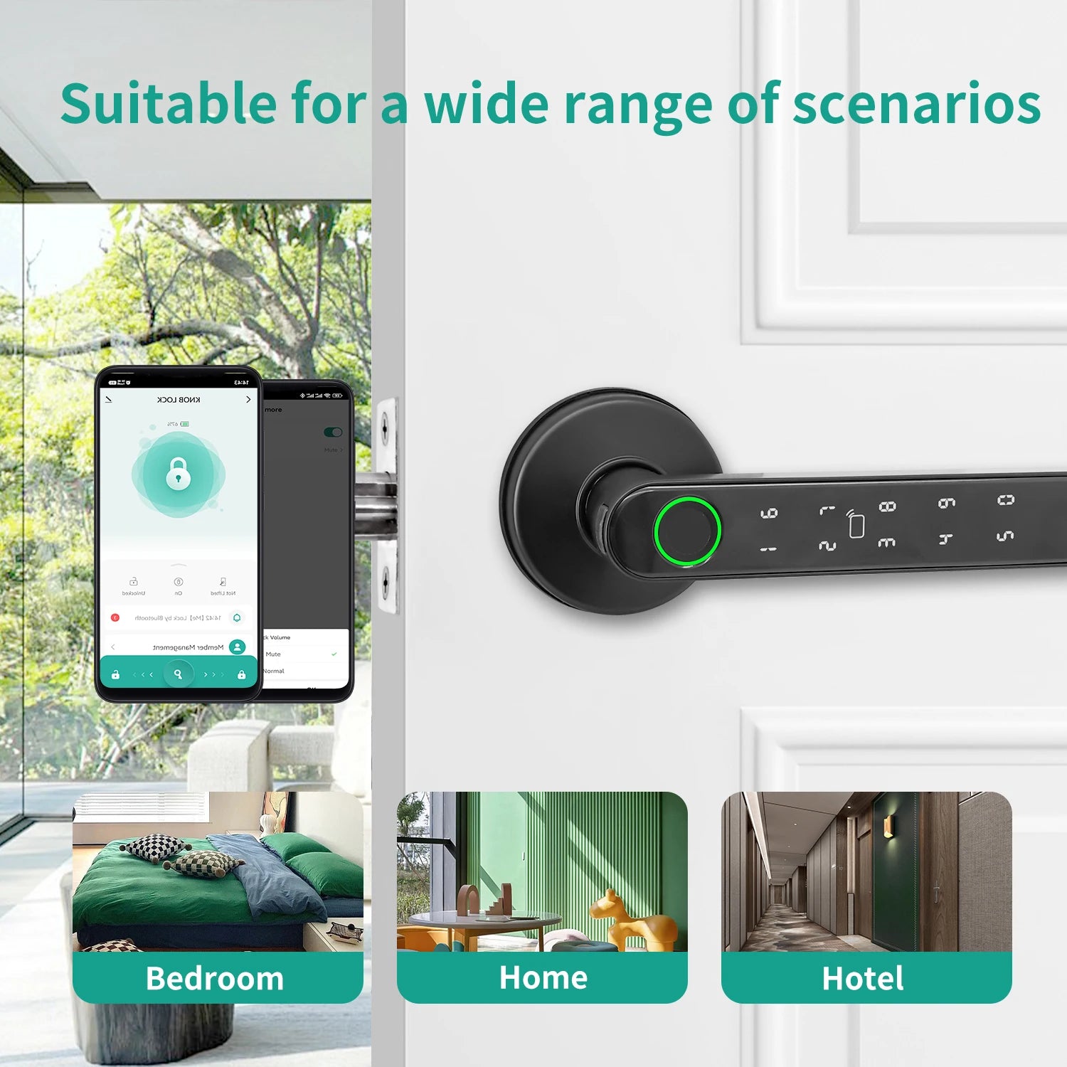 5-in-1 Smart Türschloss mit App, Fingerprint & Code