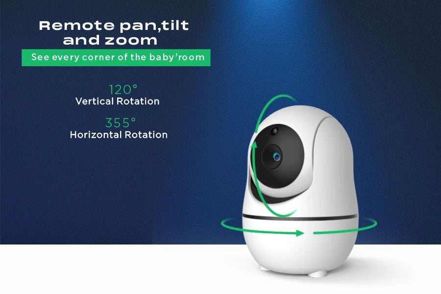 7-inch baby monitor with PTZ camera and temperature display