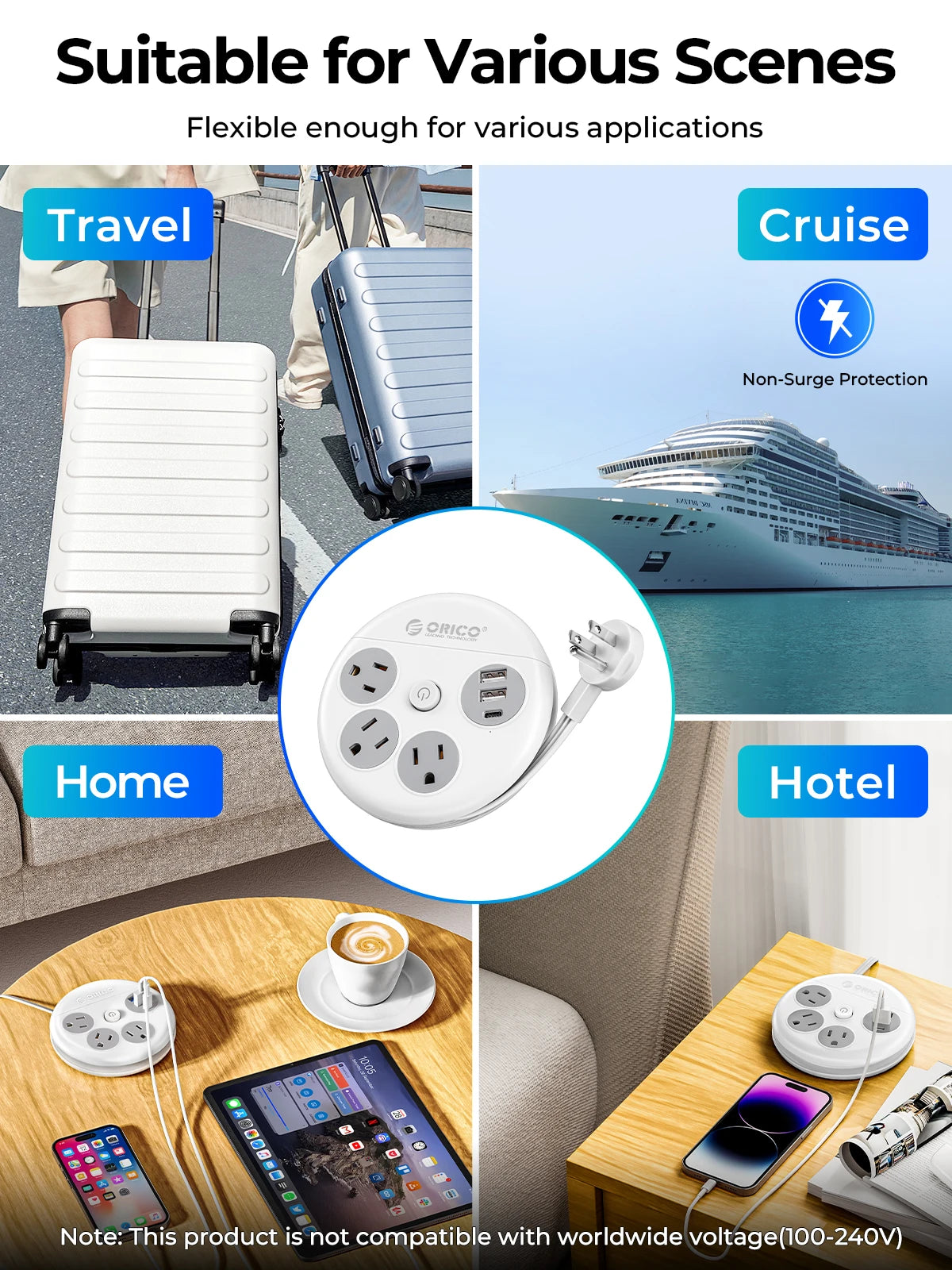 Steckdosenleiste Reiseadapter USB-C