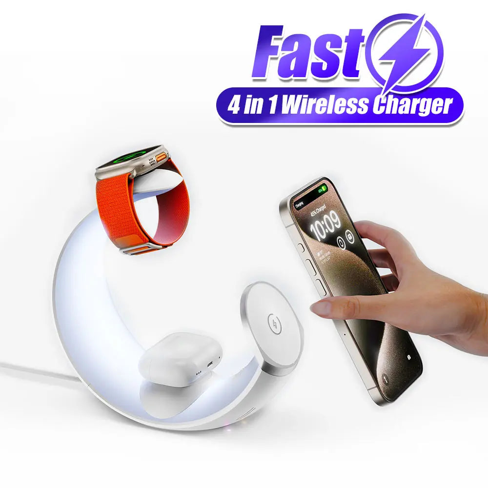 4-in-1 Magnetische Kabellose Ladestation mit Lampe