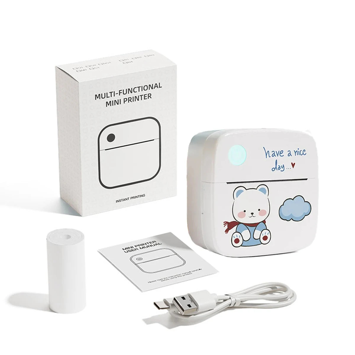 Portable mini thermal printer with Bluetooth, no ink required