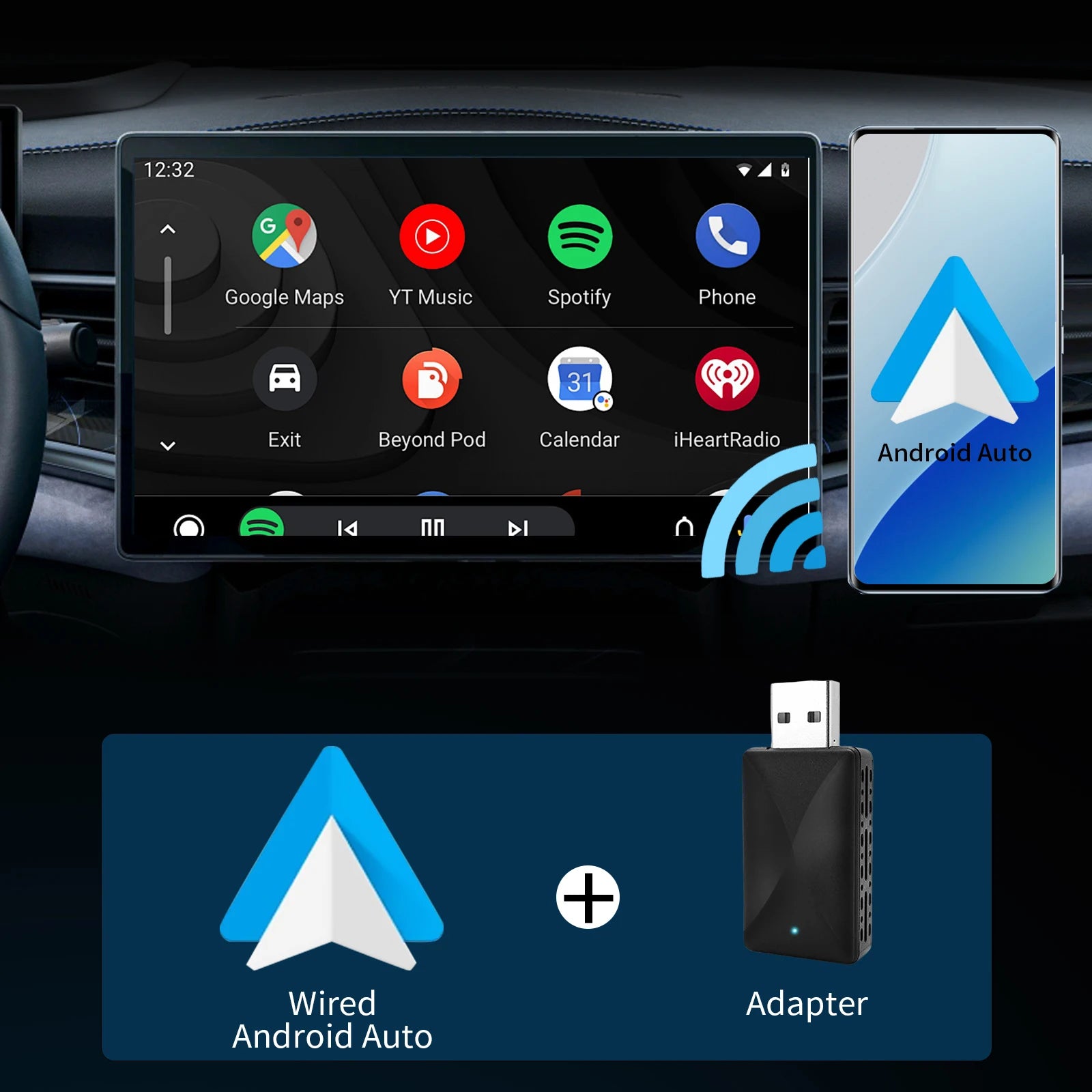 2-in-1 Wireless CarPlay & Android Auto Adapter