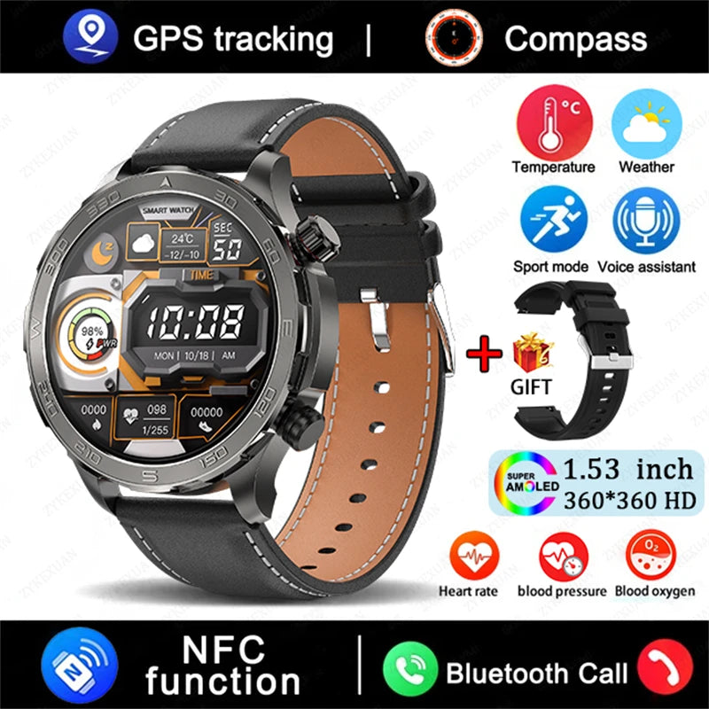Sports Smartwatch 2025 with GPS, NFC & AMOLED display