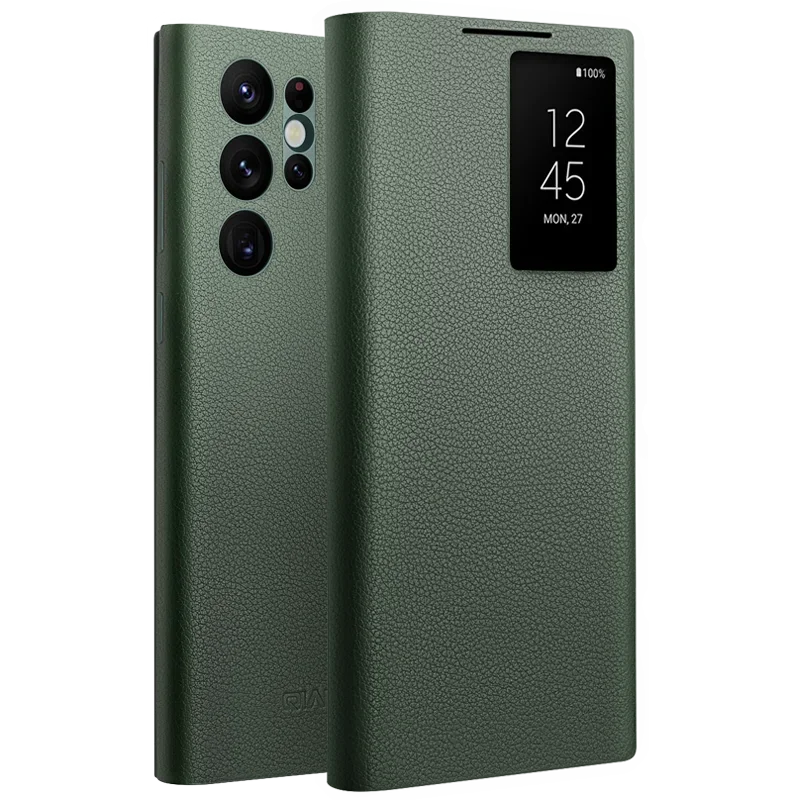 Echtes Leder Smart Case für Galaxy S23 Ultra
