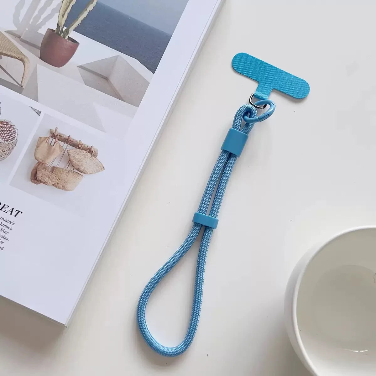 Adjustable mobile phone lanyard with anti-drop system