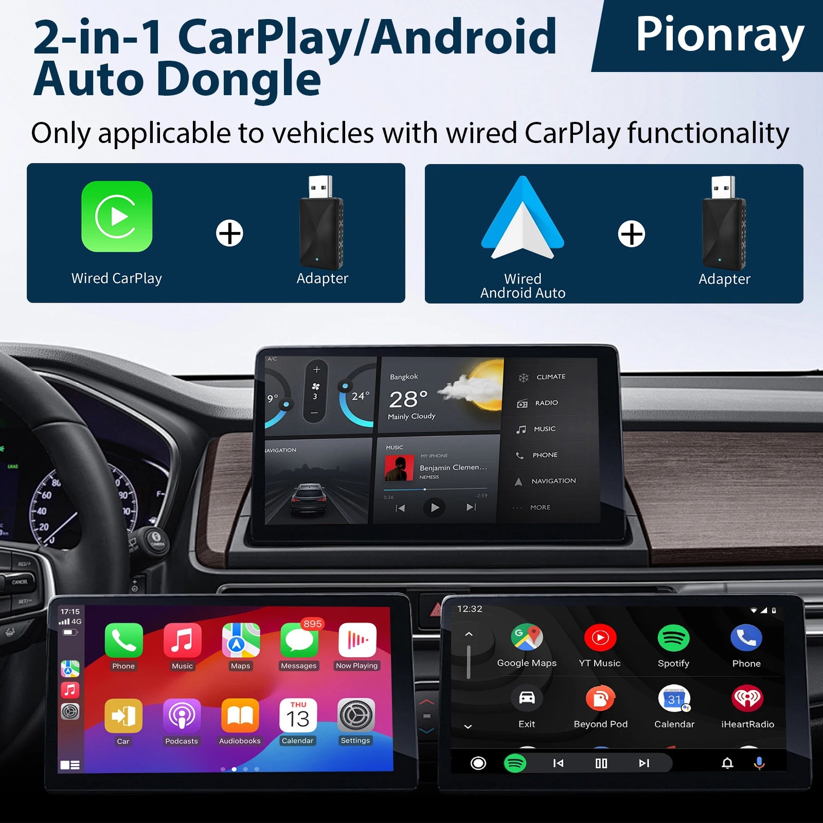 2-in-1 Kabelloser CarPlay Adapter