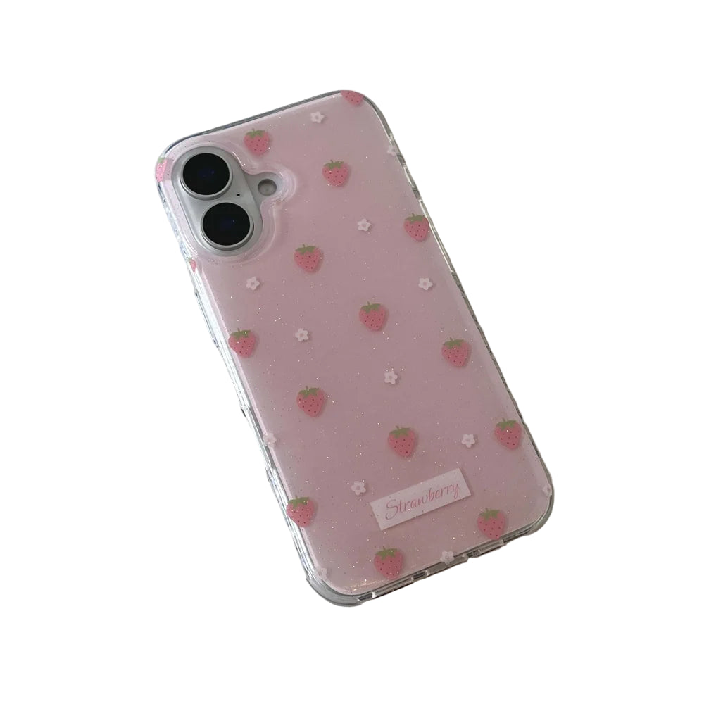 Niedliche Erdbeer-Blumen Hülle für iPhone 16