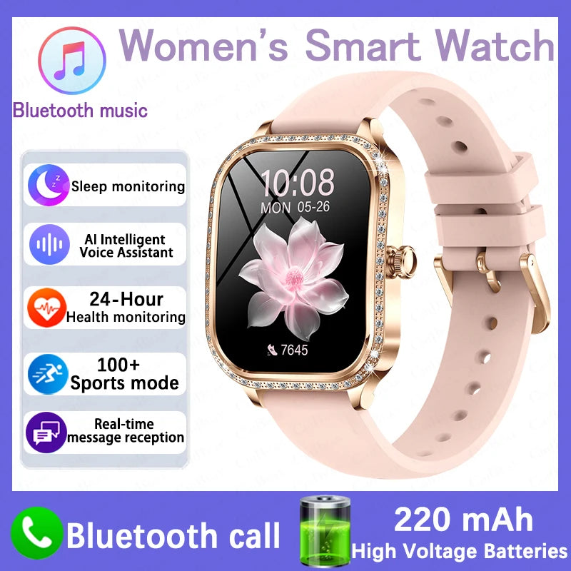 Elegant women's fitness smartwatch with call function