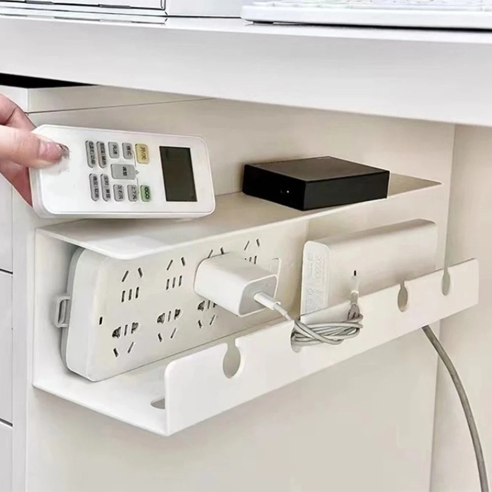 Selbstklebendes Kabelmanagement-Tablett unter Tisch