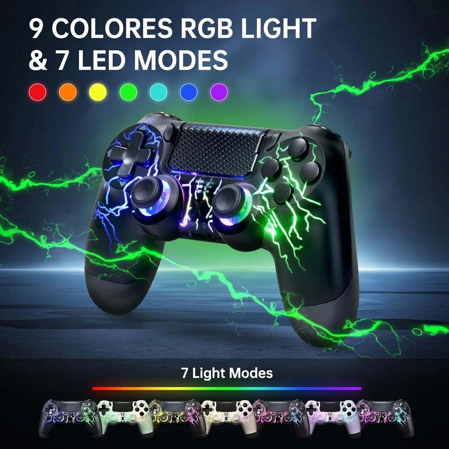 RGB Wireless Controller for PS4 & PC with Hall Joystick