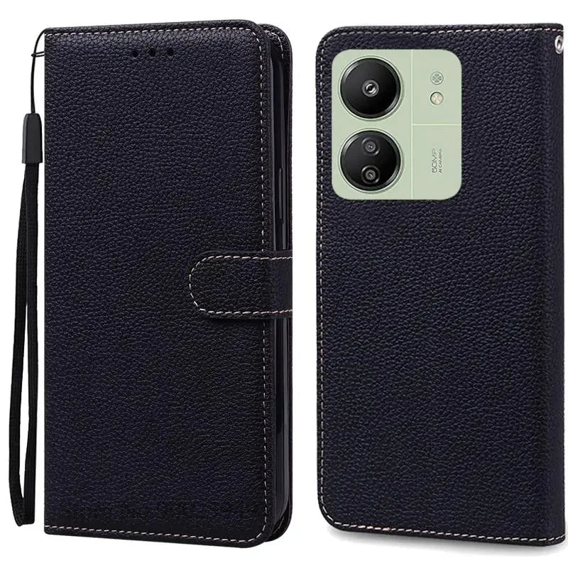 Étui à rabat en cuir pour Redmi 13C